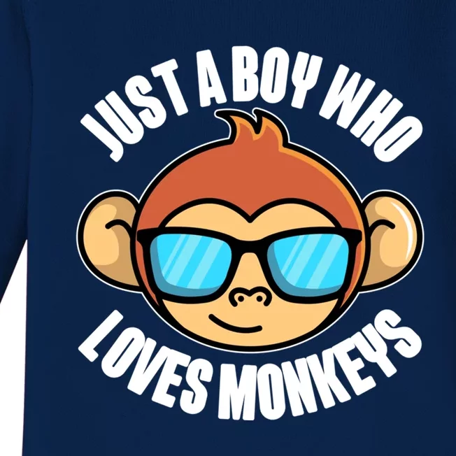 Just A Who Loves Monkeys With Sunglasses Gift Baby Long Sleeve Bodysuit