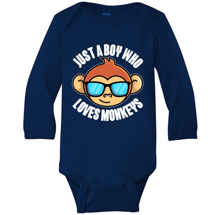 Just A Who Loves Monkeys With Sunglasses Gift Baby Long Sleeve Bodysuit