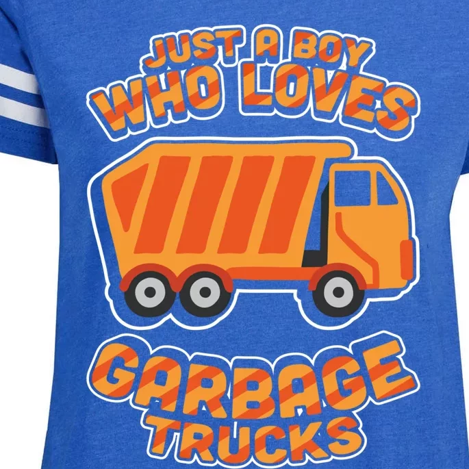 Just A Who Loves Garbage Trucks Funny Trash Trucks Cute Gift Enza Ladies Jersey Football T-Shirt