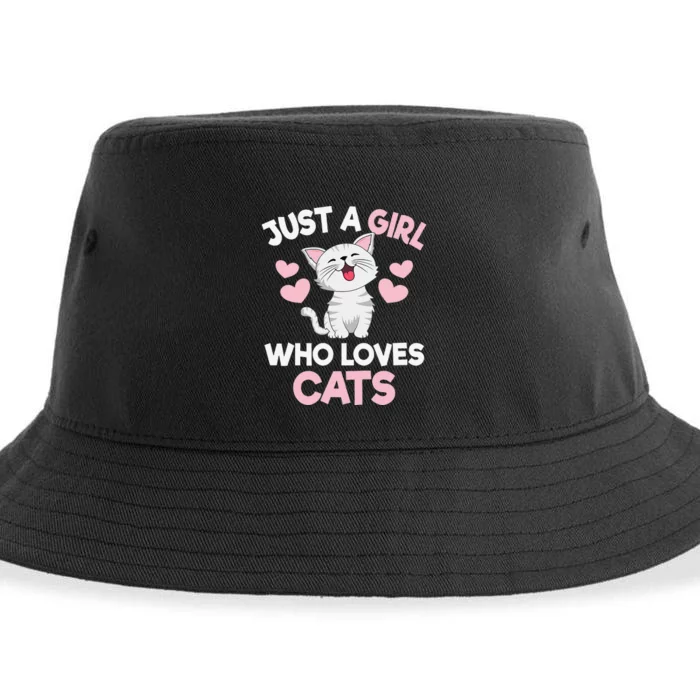 Just A Who Loves Cats Cat Lover Cute Cat Kitty Sustainable Bucket Hat