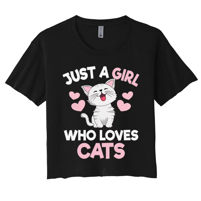 Just A Who Loves Cats Cat Lover Cute Cat Kitty Women's Crop Top Tee