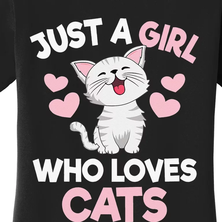 Just A Who Loves Cats Cat Lover Cute Cat Kitty Women's T-Shirt