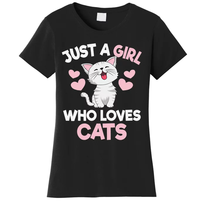 Just A Who Loves Cats Cat Lover Cute Cat Kitty Women's T-Shirt