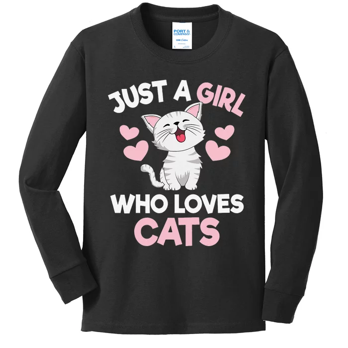 Just A Who Loves Cats Cat Lover Cute Cat Kitty Kids Long Sleeve Shirt