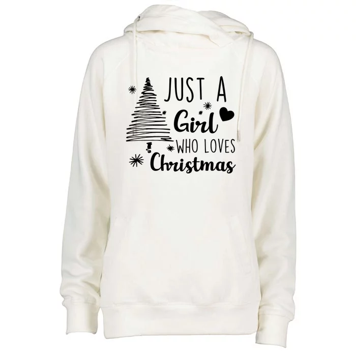 Just A Who Loves Christmas Xmas Pajama Santa Claus Gift Womens Funnel Neck Pullover Hood