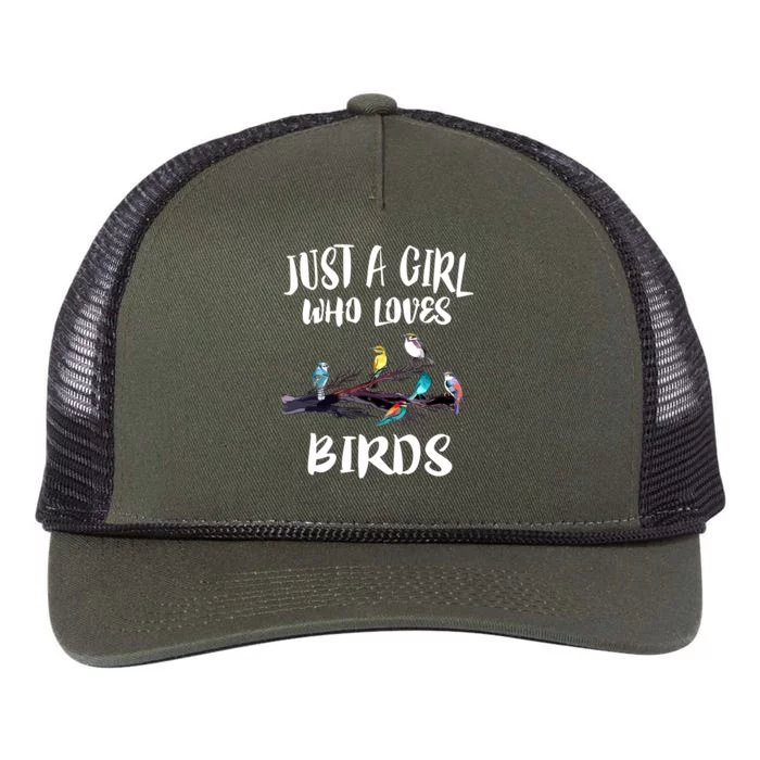 Just A Who Loves Birds Birding Lovers Birdwatcher Retro Rope Trucker Hat Cap