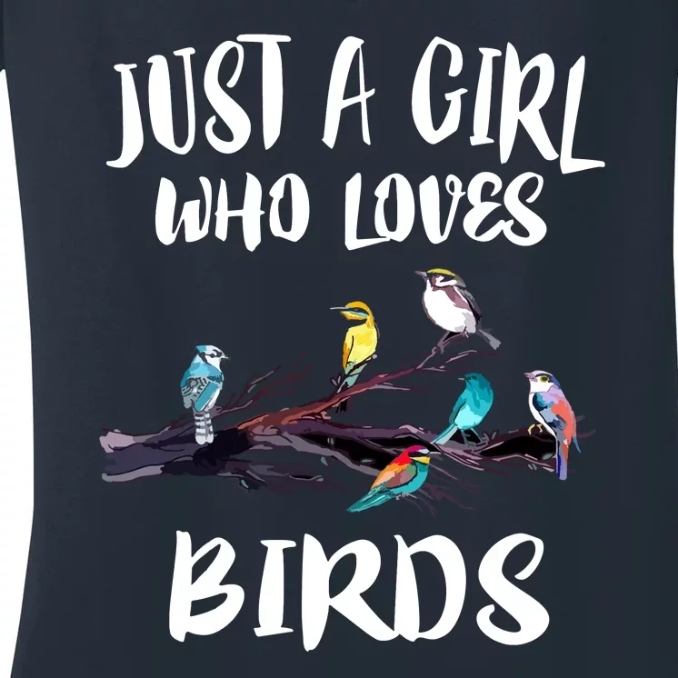 Just A Who Loves Birds Birding Lovers Birdwatcher Women's V-Neck T-Shirt