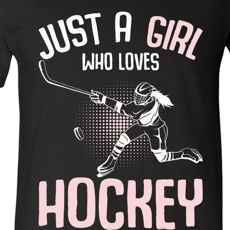 Just a  who loves Hockey Ice V-Neck T-Shirt