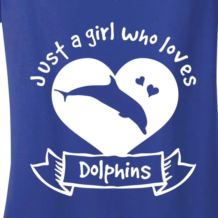 Just A Who Loves Dolphins Gift Dolphin Cool Gift Women's V-Neck T-Shirt