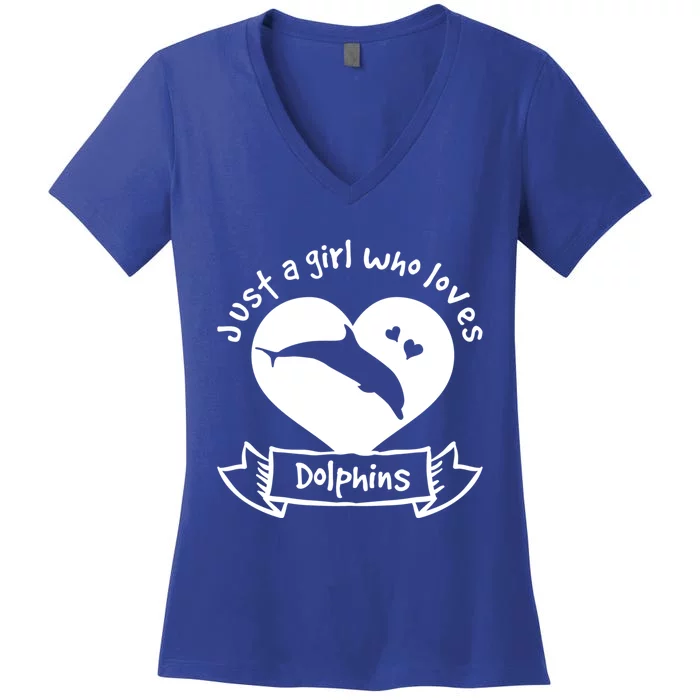 Just A Who Loves Dolphins Gift Dolphin Cool Gift Women's V-Neck T-Shirt