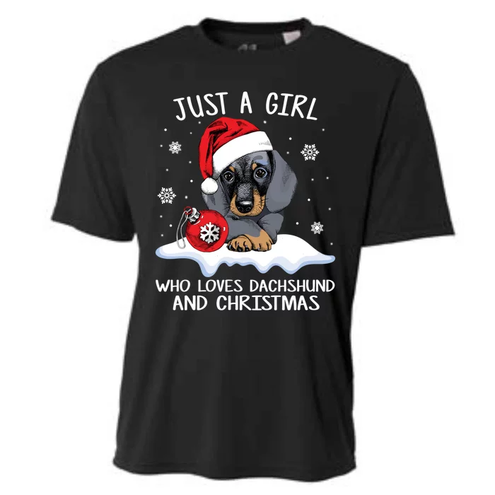 Just A Who Loves Dachshund And Christmas Dachshund Xmas Gift Cooling Performance Crew T-Shirt