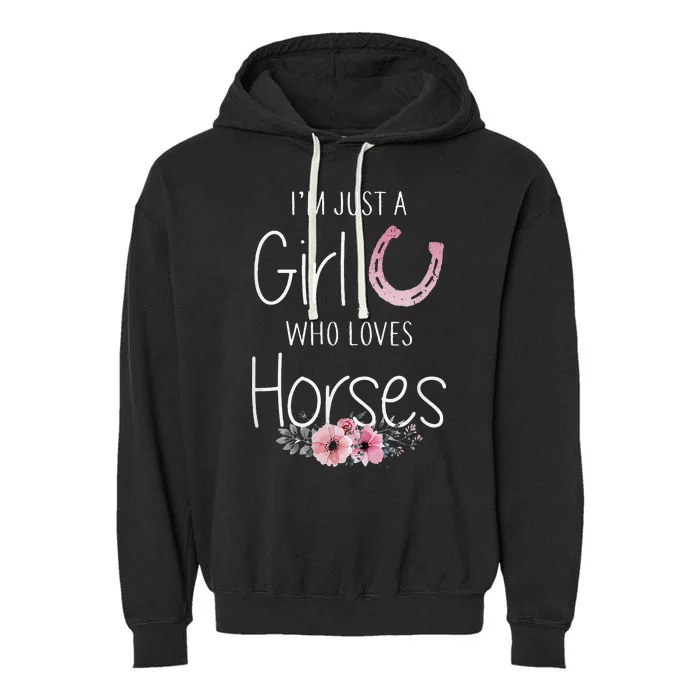 Just A  Who Loves Horses Horse Lover Cute Garment-Dyed Fleece Hoodie