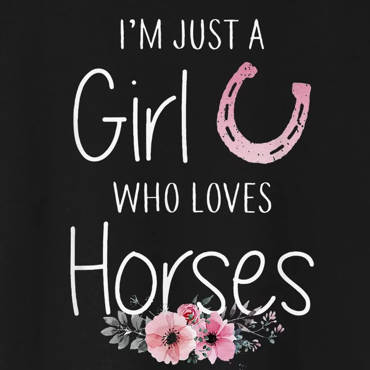 Just A  Who Loves Horses Horse Lover Cute Women's Crop Top Tee