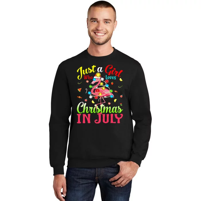 Just A  Who Loves Christmas In July Flamingo Sweatshirt