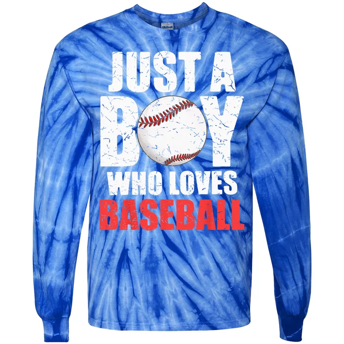 Just A Who Loves Baseball Batter Catcher Pitcher Tie-Dye Long Sleeve Shirt