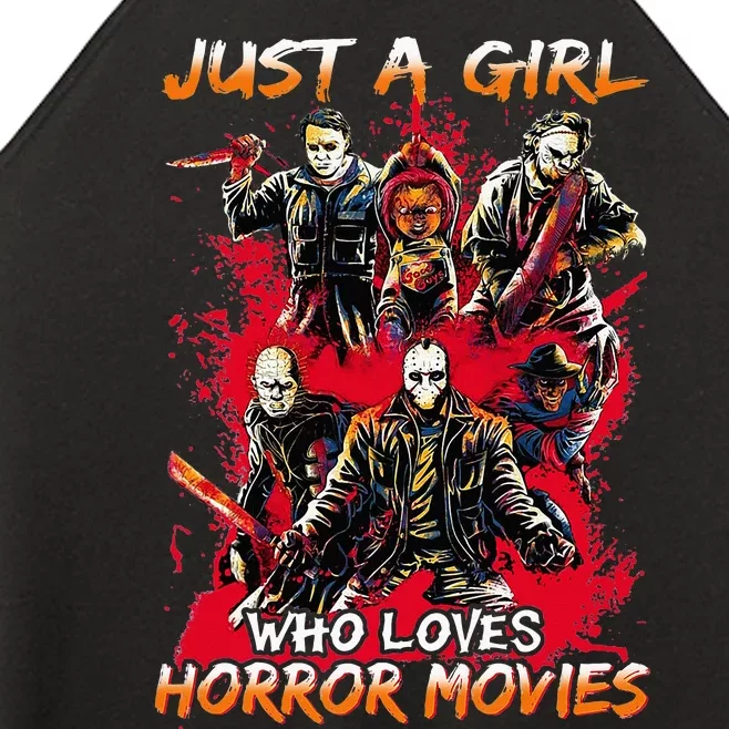 Just A  Who Loves Horror Movies Women’s Perfect Tri Rocker Tank