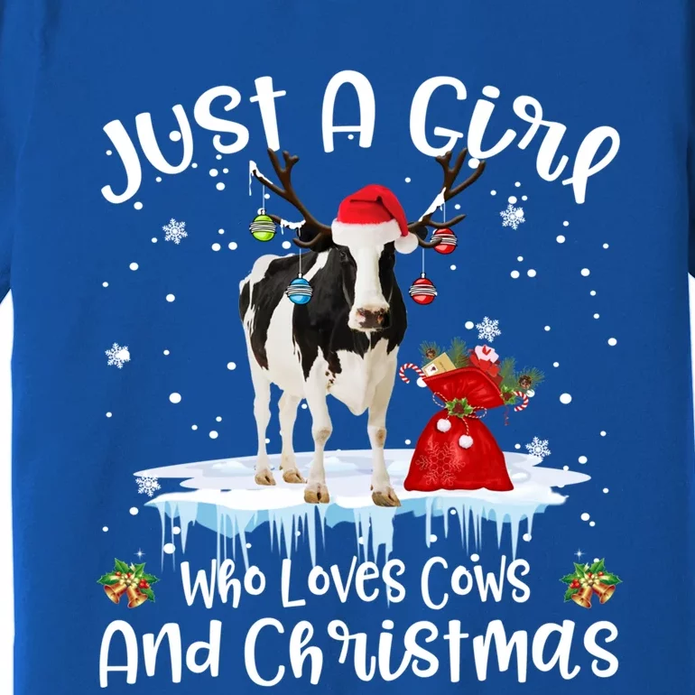 Just A Who Loves Cows And Christmas Ugly Sweater Gift Premium T-Shirt