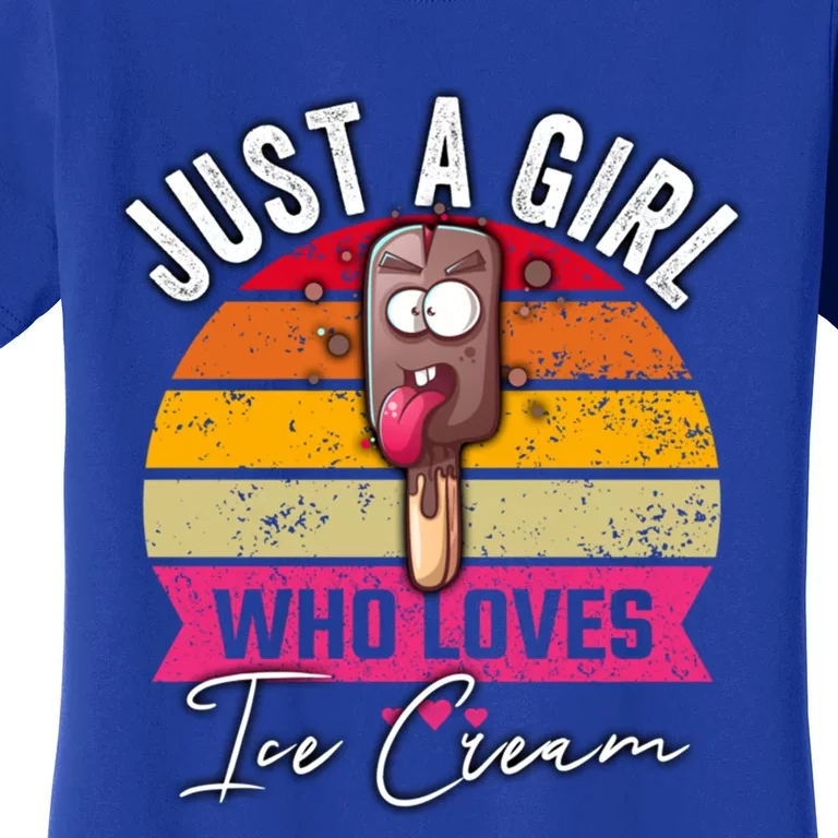 Just A Who Loves Ice Cream Retro For Her And Moms Gift Women's T-Shirt