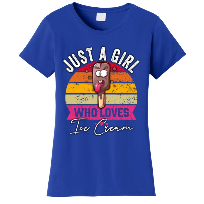 Just A Who Loves Ice Cream Retro For Her And Moms Gift Women's T-Shirt