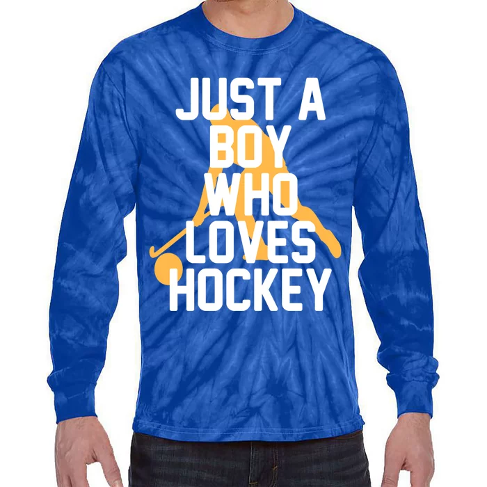 Just A Who Loves Hockey Product Gift Tie-Dye Long Sleeve Shirt