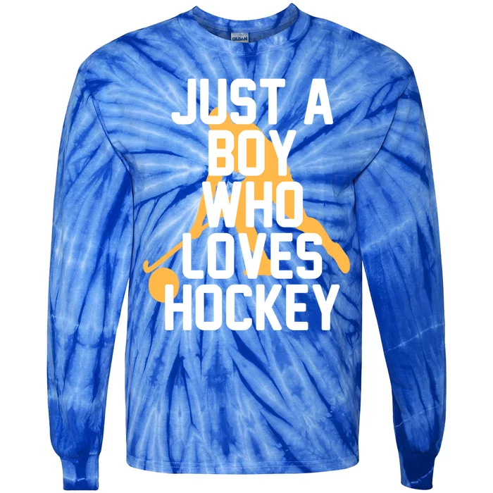 Just A Who Loves Hockey Product Gift Tie-Dye Long Sleeve Shirt