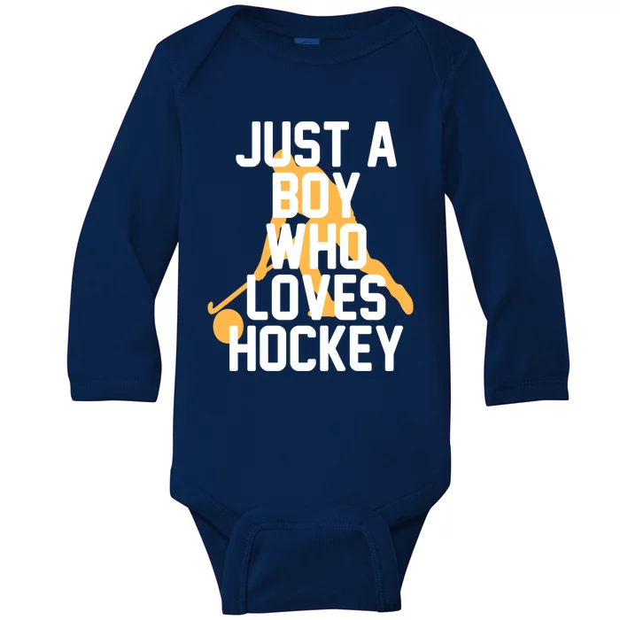 Just A Who Loves Hockey Product Gift Baby Long Sleeve Bodysuit