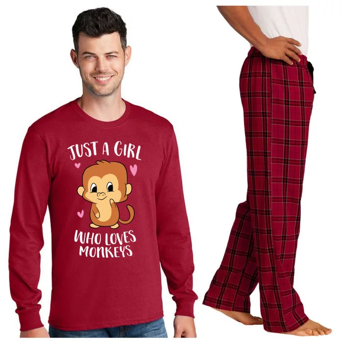 Just A Who Loves Monkeys Cute Monkey Lover Gift Long Sleeve Pajama Set