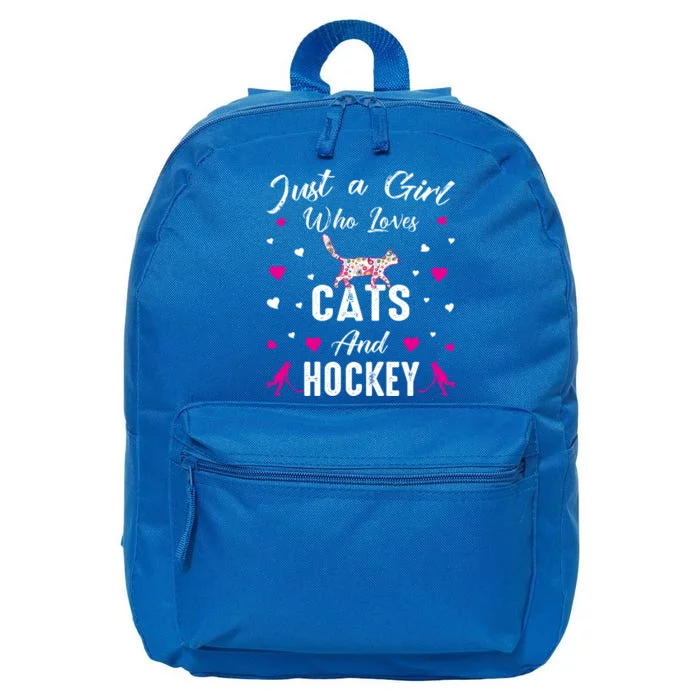 Just A Who Loves Cats And Ice Hockey Cat Lover Gift 16 in Basic Backpack