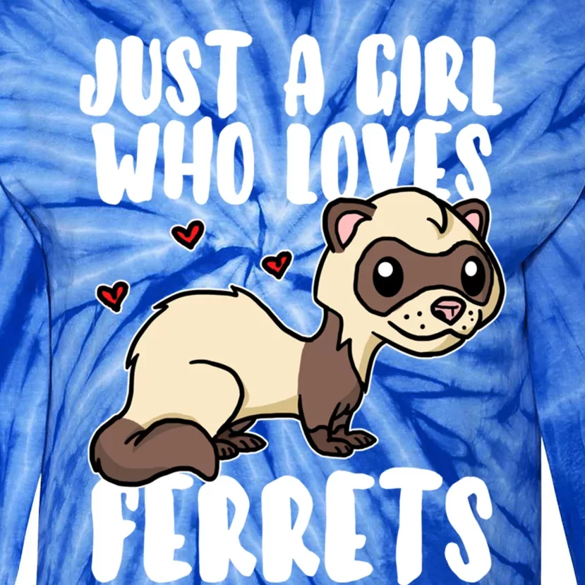 Just A Who Loves Ferrets Cute Weasel Ferret Costume Gift Tie-Dye Long Sleeve Shirt