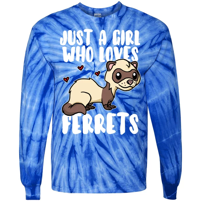 Just A Who Loves Ferrets Cute Weasel Ferret Costume Gift Tie-Dye Long Sleeve Shirt