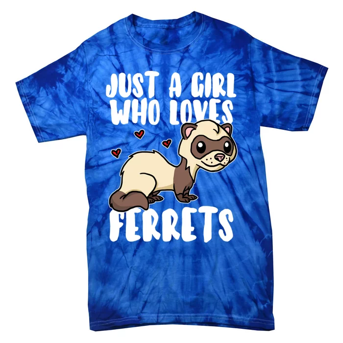 Just A Who Loves Ferrets Cute Weasel Ferret Costume Gift Tie-Dye T-Shirt