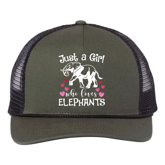 Just A Who Loves Elephants Heart African Savanna Animal Gift Retro Rope Trucker Hat Cap