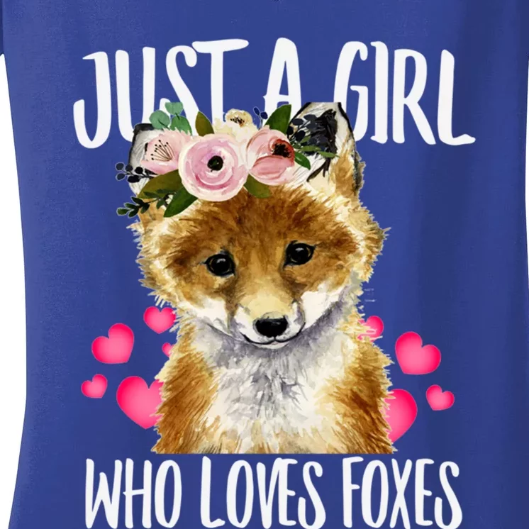 Just A Who Loves Foxes Lovegiftr Dad Mom Funny Funny Gift Women's V-Neck T-Shirt