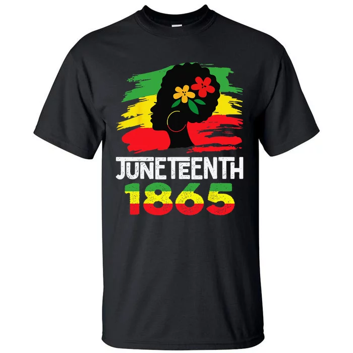 Juneteenth Afro Woman Black Queen African American Melanin Tall T-Shirt