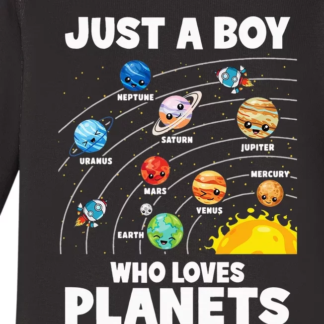 Just A Who Loves Planets Solar System Astrology Space Baby Long Sleeve Bodysuit