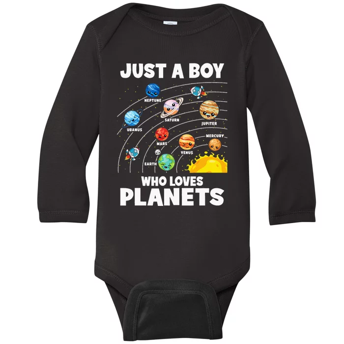 Just A Who Loves Planets Solar System Astrology Space Baby Long Sleeve Bodysuit