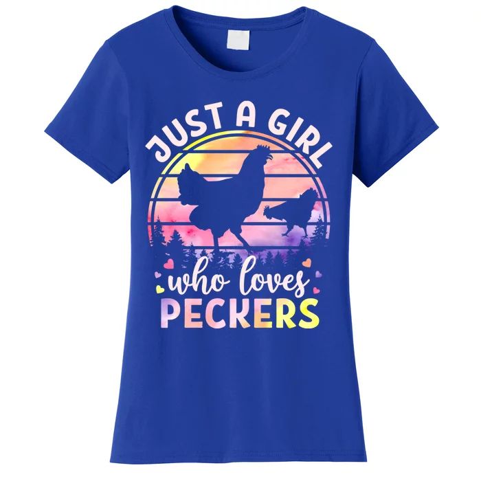 Just A Who Loves Peckers Watercolor Chicken Lovers Great Gift Women's T-Shirt