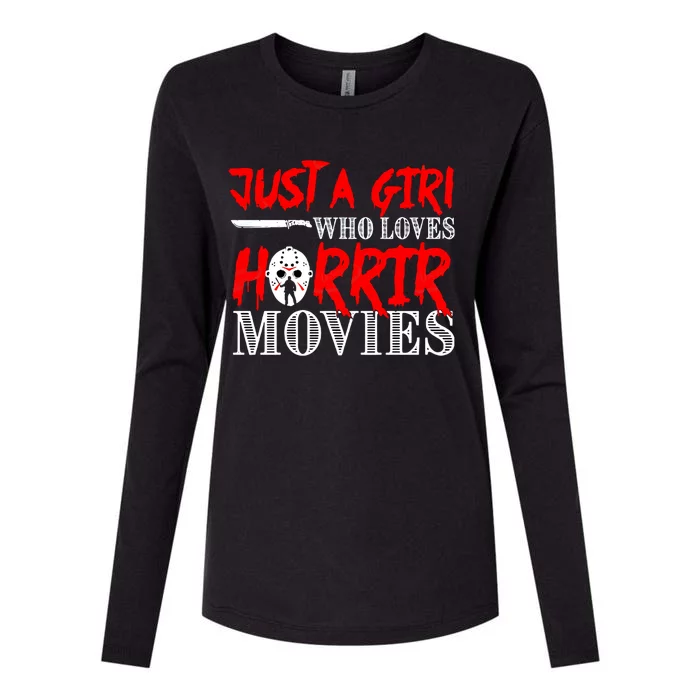 Just A Who Loves Horror Movies Meaningful Gift Womens Cotton Relaxed Long Sleeve T-Shirt