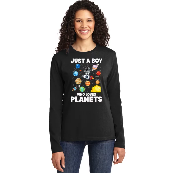 Just A  Who Loves Planets & Solar System Space Science Ladies Long Sleeve Shirt