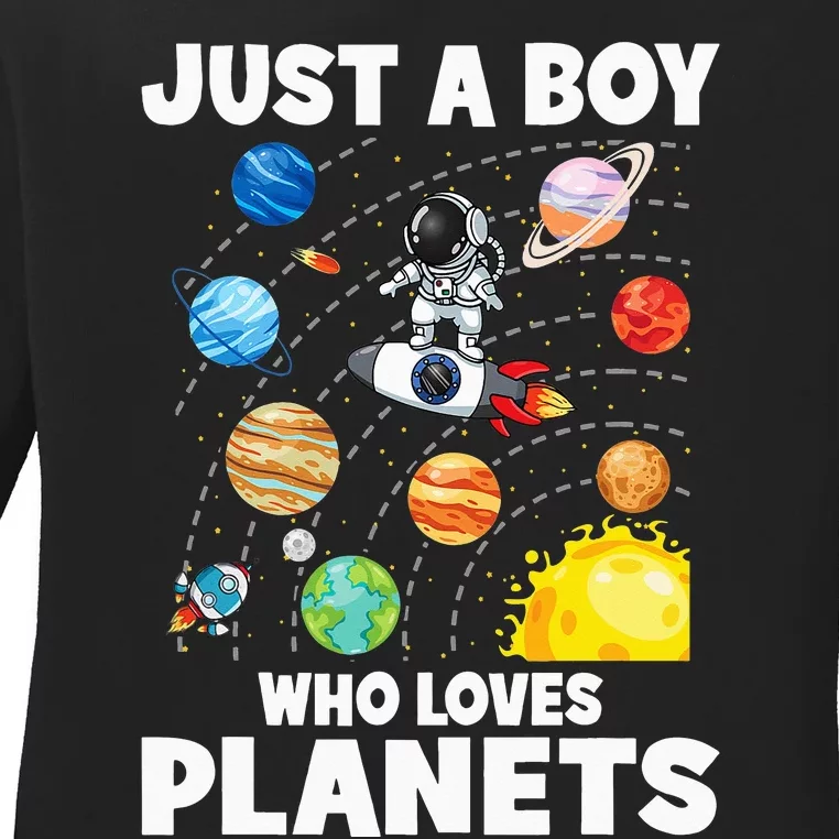 Just A  Who Loves Planets & Solar System Space Science Ladies Long Sleeve Shirt