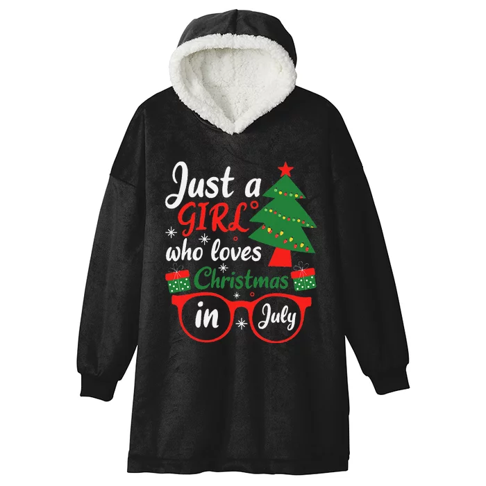 Just A Who Loves Christmas In July Summer Gift Hooded Wearable Blanket