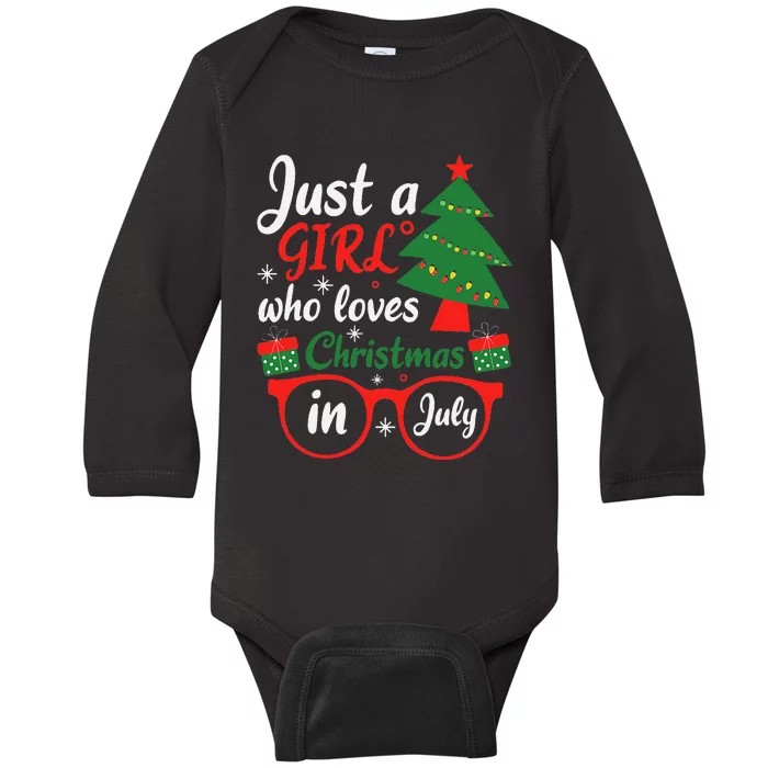 Just A Who Loves Christmas In July Summer Gift Baby Long Sleeve Bodysuit