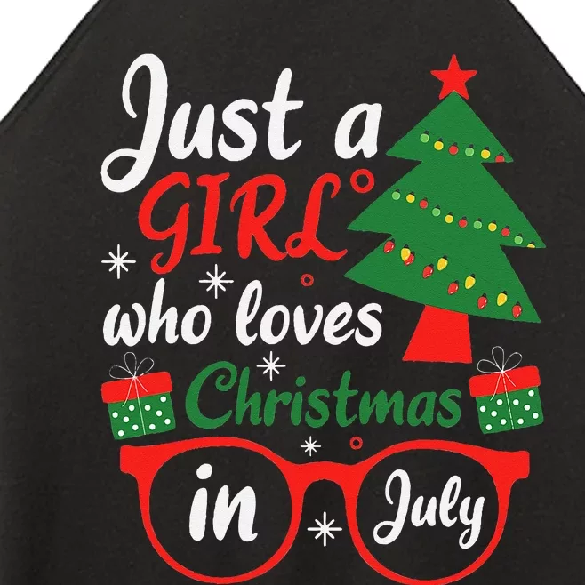 Just A Who Loves Christmas In July Summer Gift Women’s Perfect Tri Rocker Tank