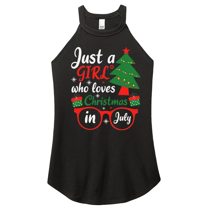 Just A Who Loves Christmas In July Summer Gift Women’s Perfect Tri Rocker Tank