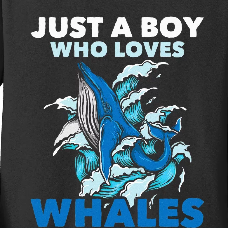 Just A Who Loves Whales Marine Biologist Whale Lover Kids Long Sleeve Shirt