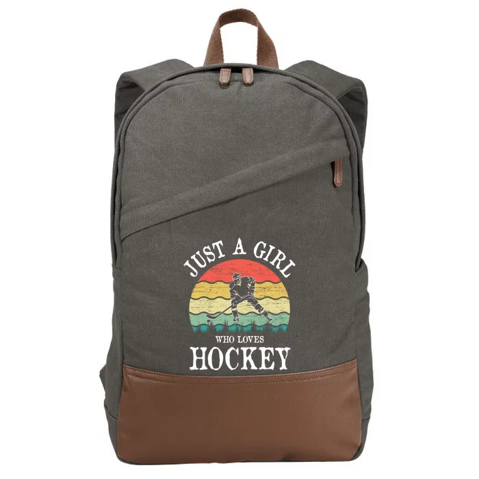 Just A Who Loves Hockey Meaningful Gift Cotton Canvas Backpack