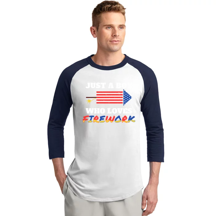 Just A Who Loves Firework Firecrackers 4th Of July Gift Baseball Sleeve Shirt