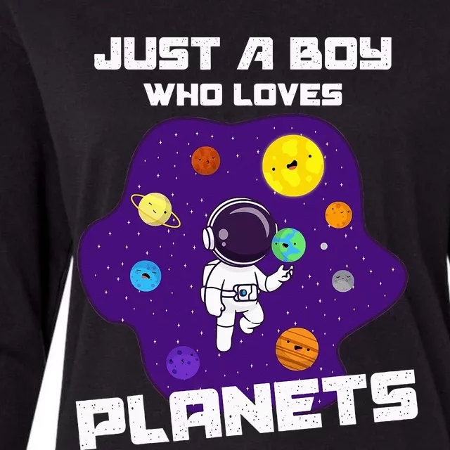 Just A  Who Loves Planets & Solar System Space Science Womens Cotton Relaxed Long Sleeve T-Shirt