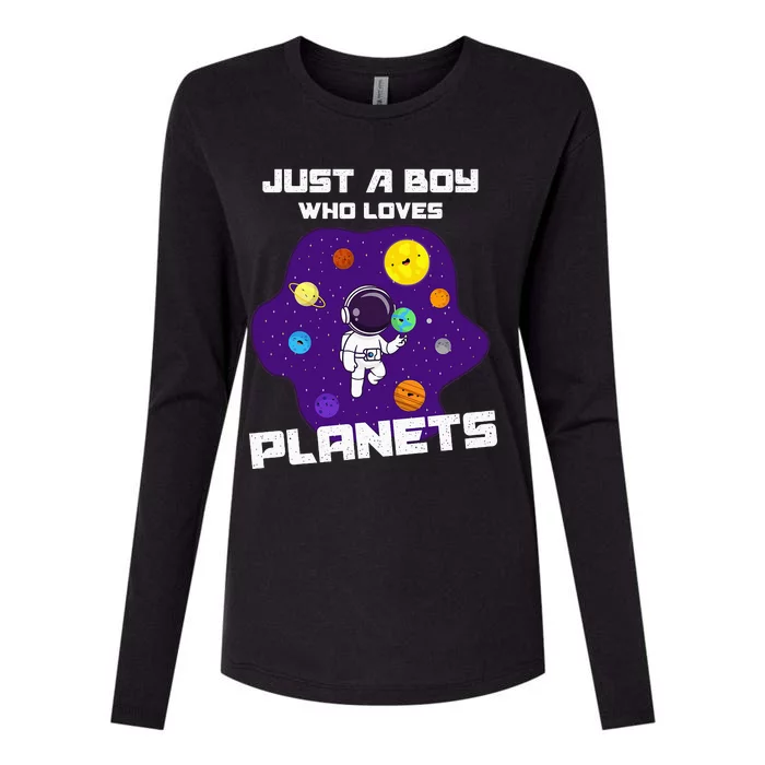 Just A  Who Loves Planets & Solar System Space Science Womens Cotton Relaxed Long Sleeve T-Shirt