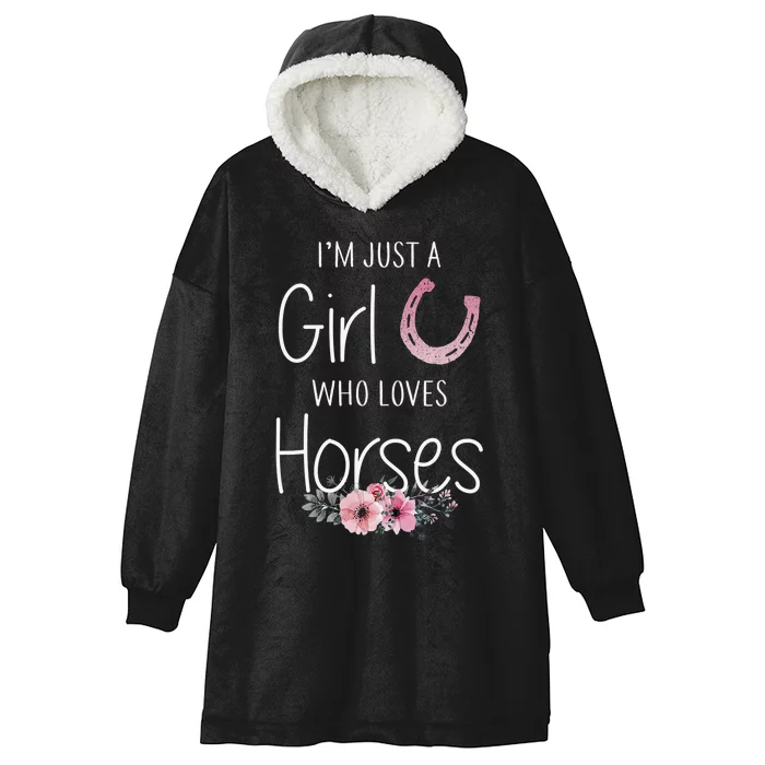 Just A  Who Loves Horses Horse Lover Cute Hooded Wearable Blanket